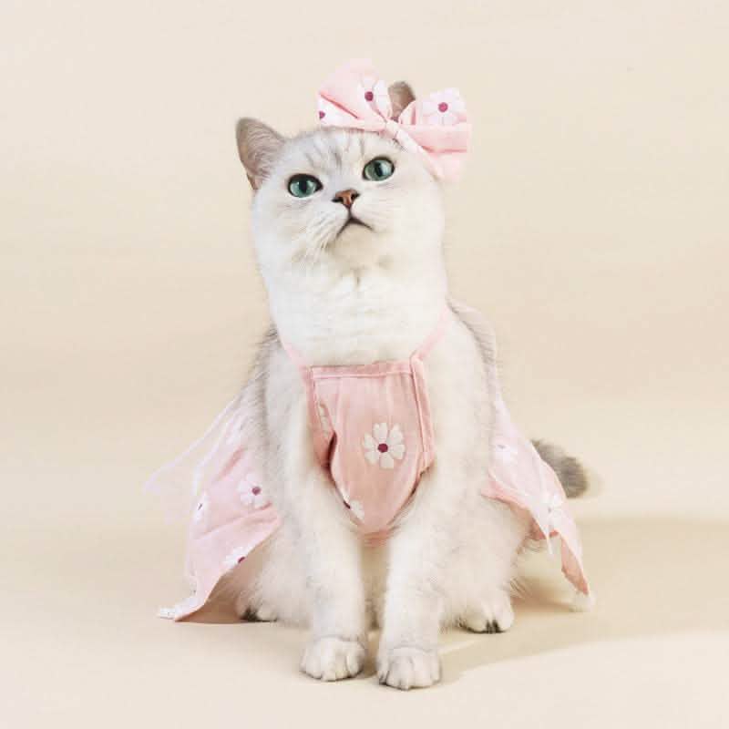Spring Summer Dog Dress - Cotton Floral Pet Clothing - Vezir