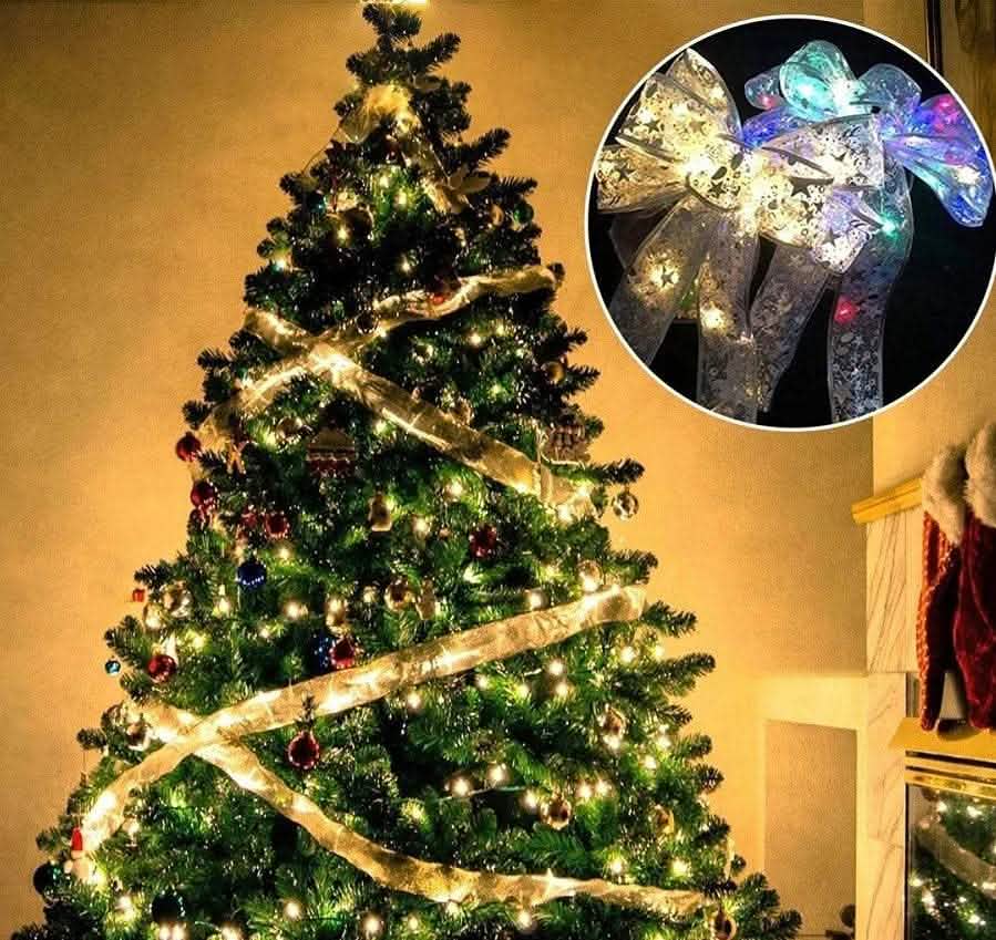 Christmas Fairy Lights - Ribbon Bow Tie String Decoration - Vezir