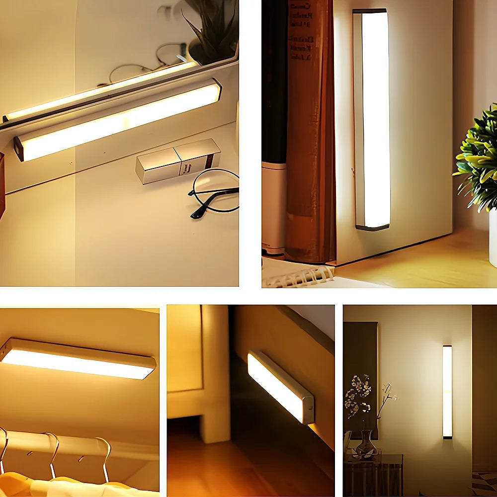 Night Lights Wireless LED Motion Sensor Lamp USB Rechargeable Magnetic for Wardrobe Room Closet Kitchen Aisle Tube Detector Bulb