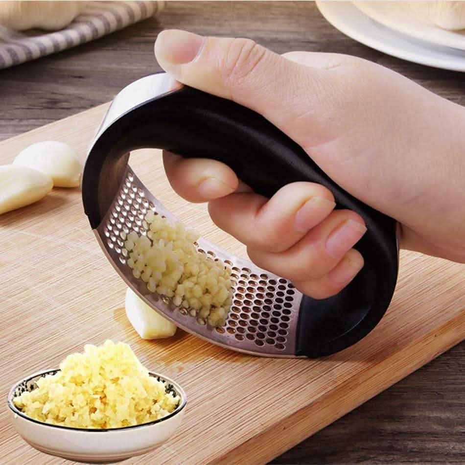 Stainless Steel Garlic Press - Manual Curve Masher Tool - Vezir