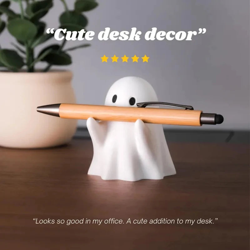 Ghost Pen Holder - Cute Resin Desktop Organizer for Office & Home, Halloween Decor Creative Gift, Funny Stationery Stand (1PC)