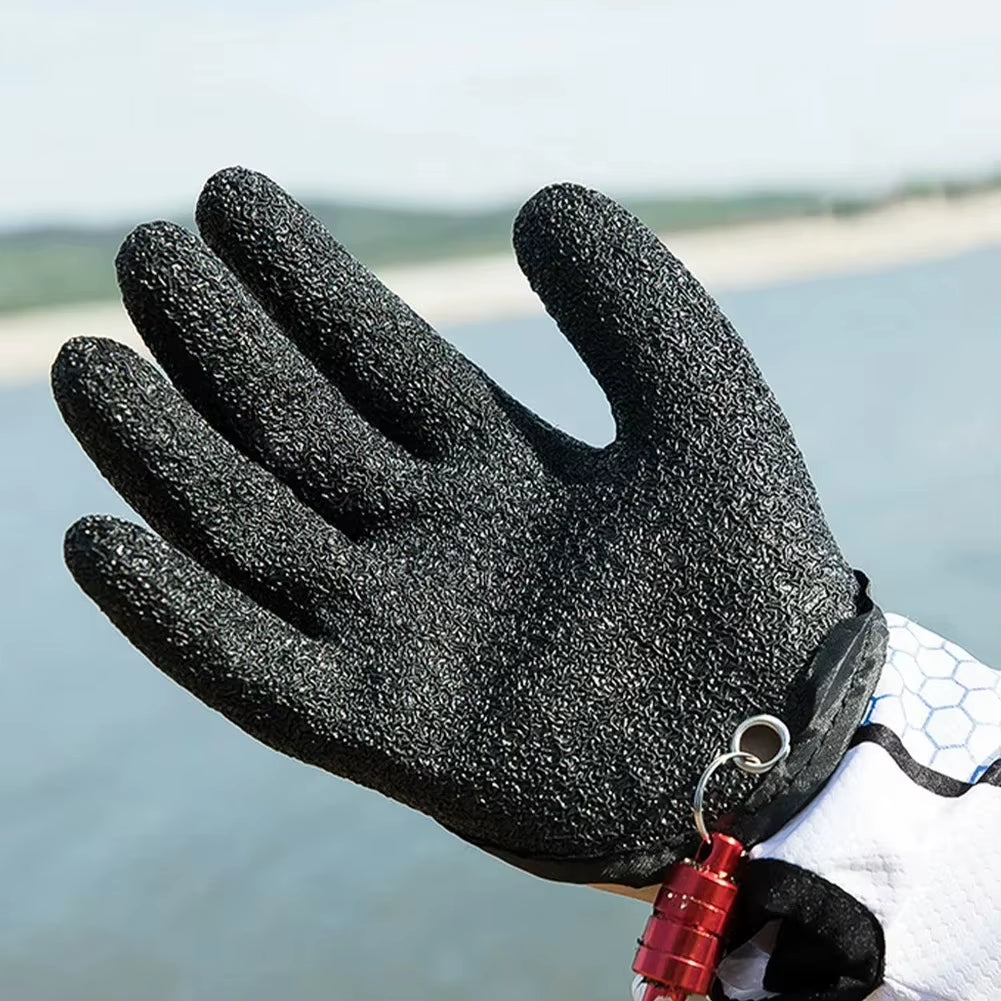 Fishing Gloves Catch Fish Anti-Slip Durabl Knit Full Finger Waterproof Work Cutproof Glove Clasp Left Right Apparel Protect Hand