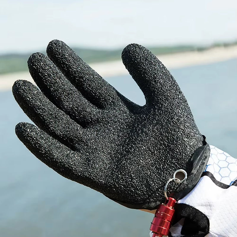 Fishing Gloves Catch Fish Anti-Slip Durabl Knit Full Finger Waterproof Work Cutproof Glove Clasp Left Right Apparel Protect Hand