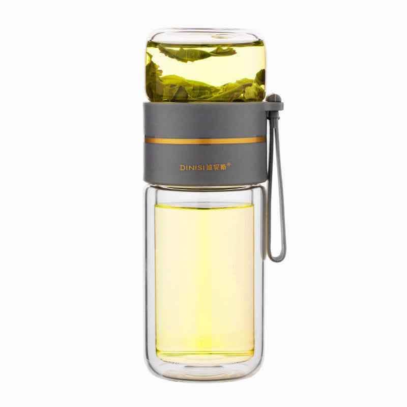 Glass Water Bottle - Tea Infuser Filter Double Wall Design - Vezir