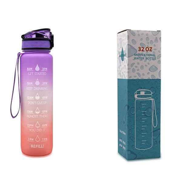 1L Tritan Water Bottle - Time Marker Motivational Sports Cup - Vezir