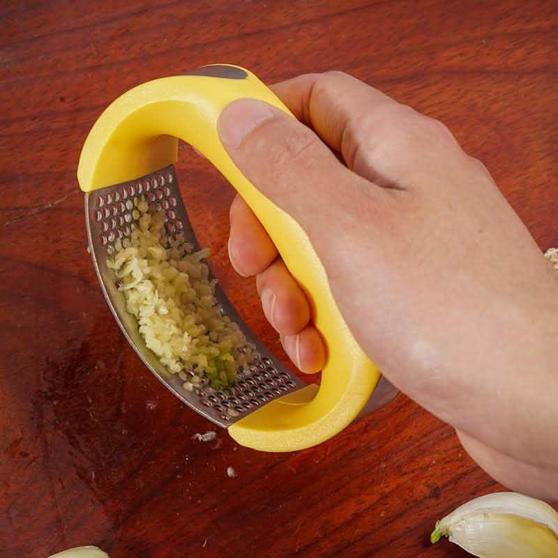 Stainless Steel Garlic Press - Manual Curve Masher Tool - Vezir