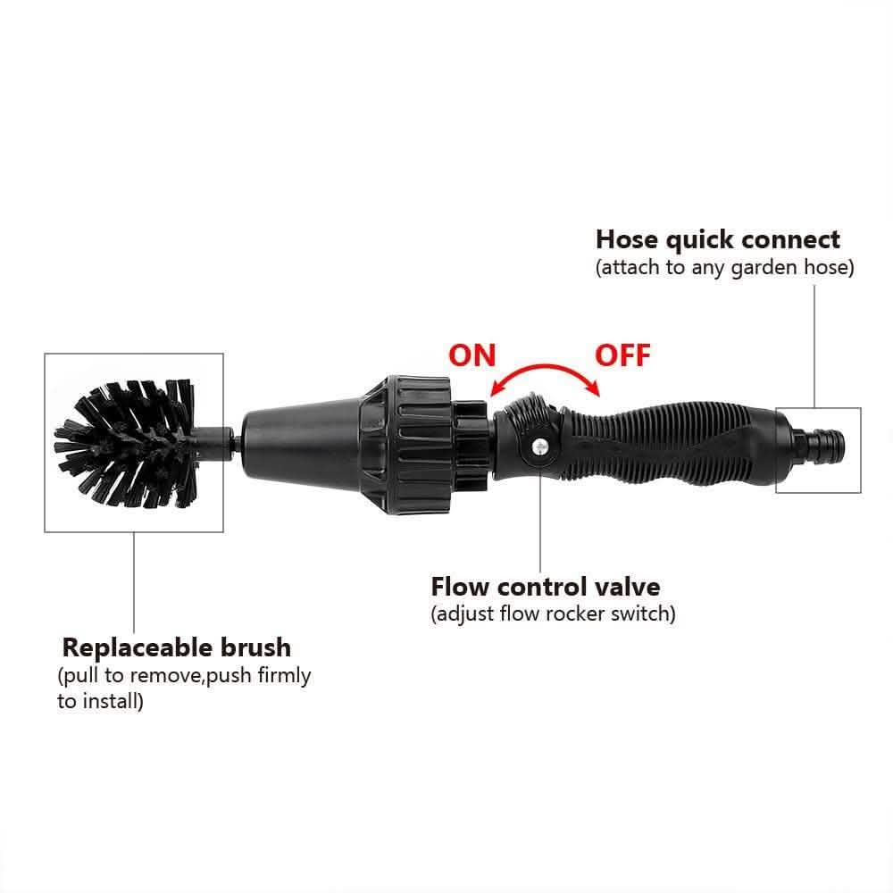 Water-Driven Rotary Cleaning Brush - Handheld Spray Tool - Vezir