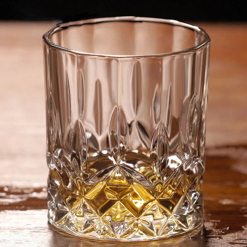 6Pcs/4Pcs/2Pcs/1Pcs Whiskey Cup Crystal Glass 230Ml Wine Cup Transparent Drinkware for Bar/Home Spirit Cups Embossed Water Cup