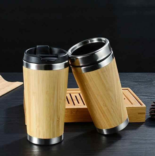 Elite Bamboo Coffee Cup - 420ml Thermal Insulating Travel Mug - Vezir