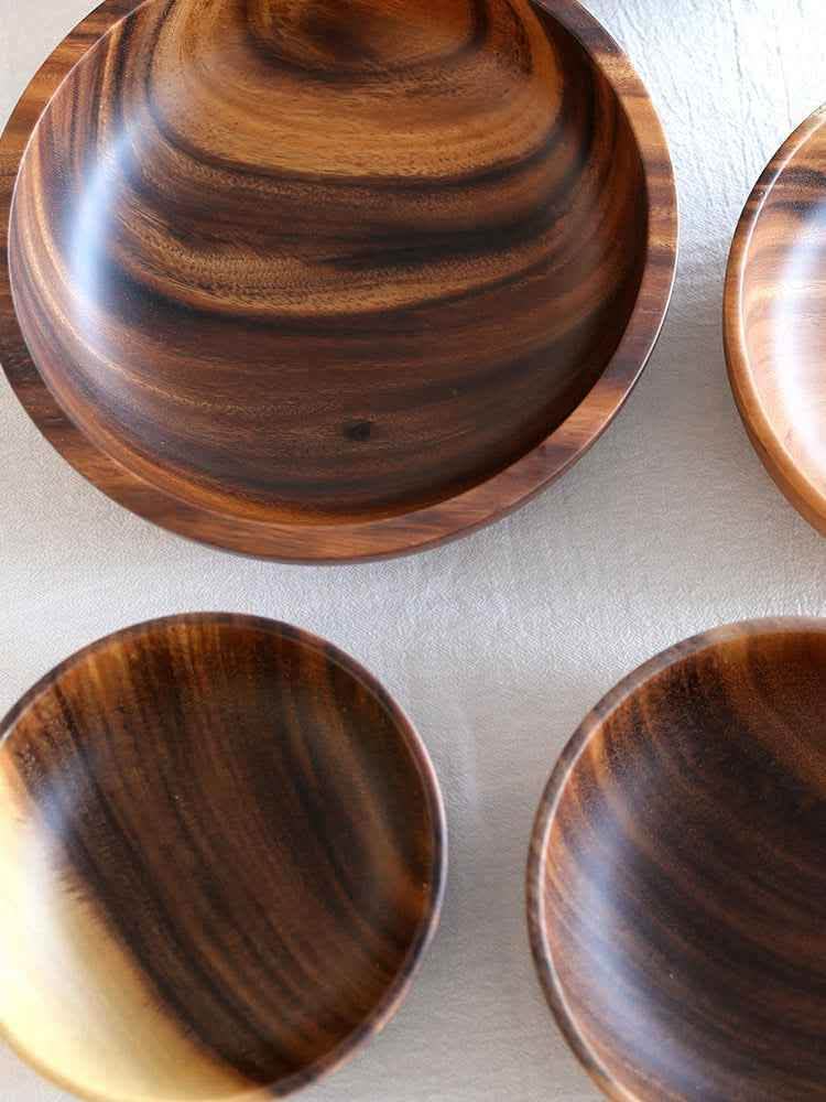 Natural Wooden Bowl - Kitchen Fruit Salad Serving Bowl - Vezir