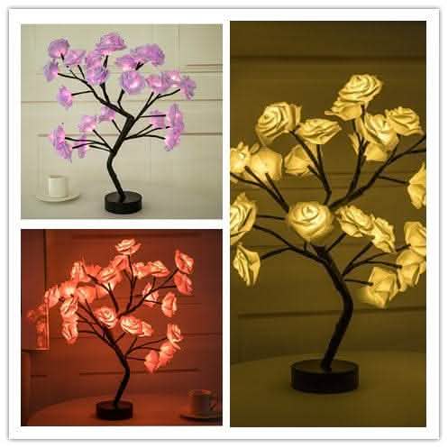 Rose Flower LED Lamp - USB Battery Bonsai Tree Night Light - Vezir