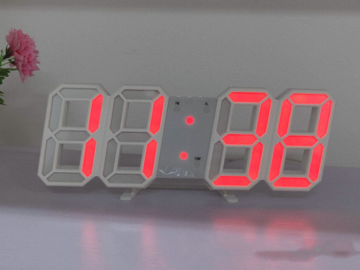3D LED Wall Clock - Digital Sound Control Alarm Temperature - Vezir