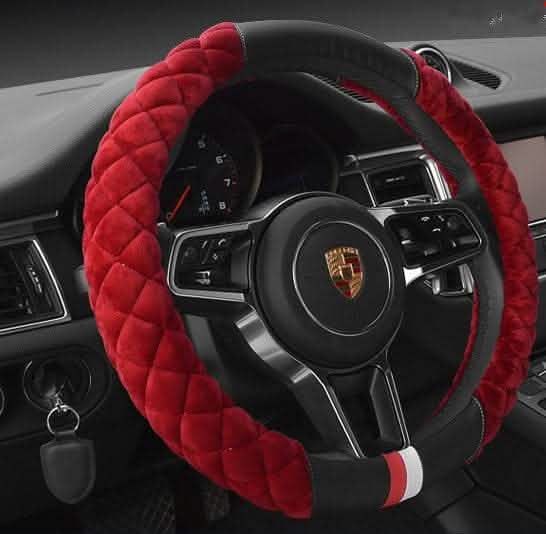 Plush Steering Wheel Cover - 38cm Winter Car Protection - Vezir