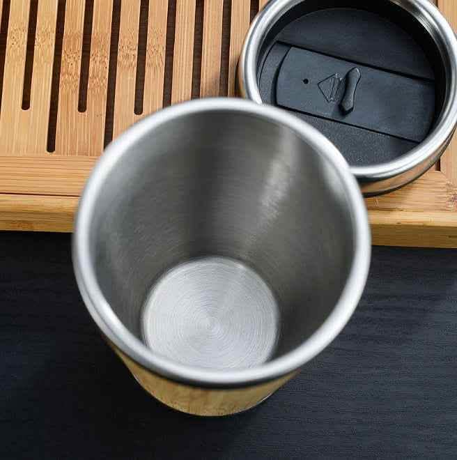 Elite Bamboo Coffee Cup - 420ml Thermal Insulating Travel Mug - Vezir