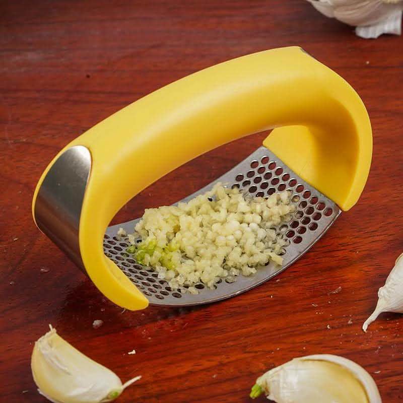 Stainless Steel Garlic Press - Manual Curve Masher Tool - Vezir