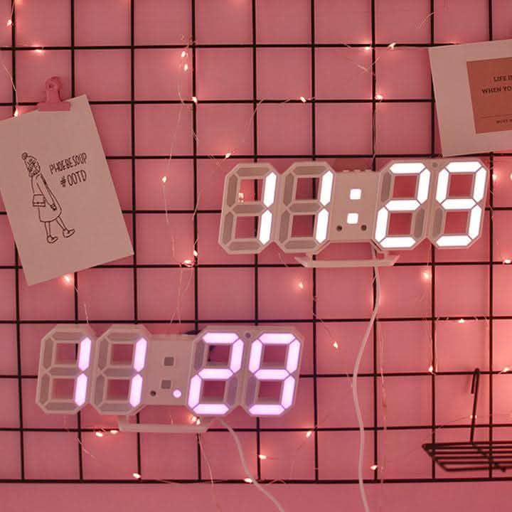 3D LED Wall Clock - Digital Sound Control Alarm Temperature - Vezir