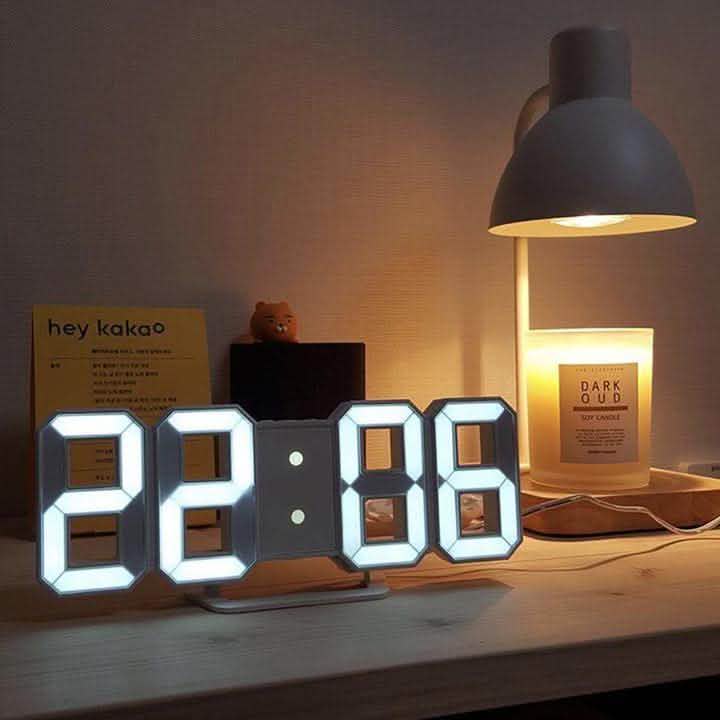 3D LED Wall Clock - Digital Sound Control Alarm Temperature - Vezir