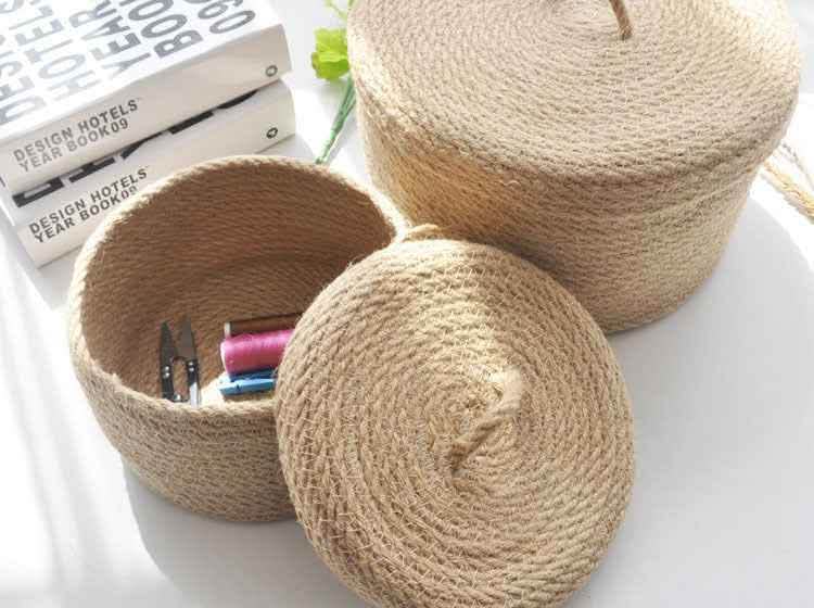 Japanese Style Linen Storage Basket - Table Top Organizer - Vezir