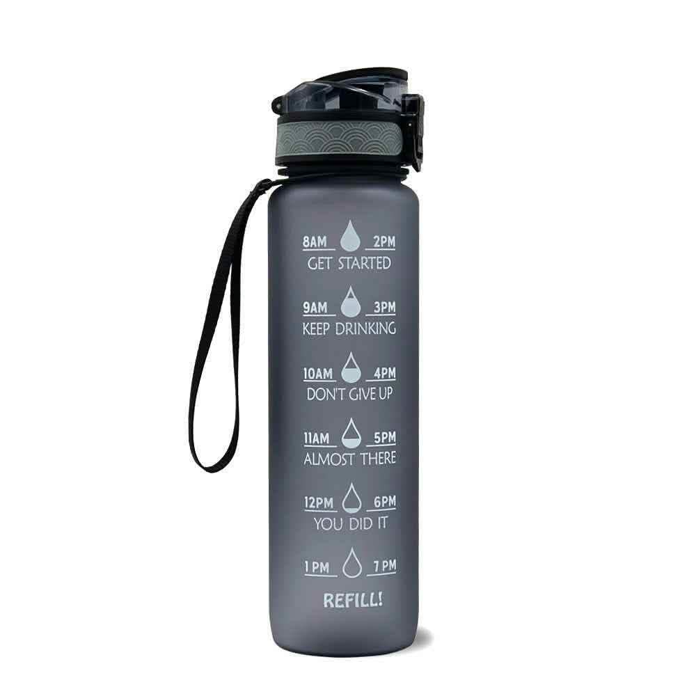 1L Tritan Water Bottle - Time Marker Motivational Sports Cup - Vezir
