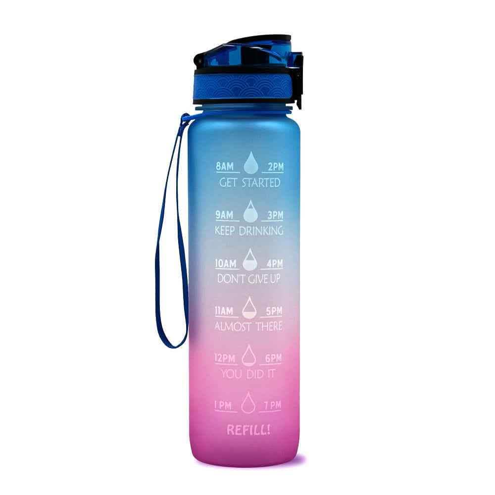 1L Tritan Water Bottle - Time Marker Motivational Sports Cup - Vezir