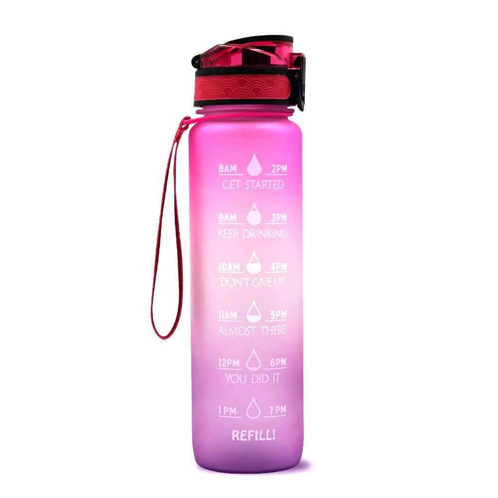 1L Tritan Water Bottle - Time Marker Motivational Sports Cup - Vezir