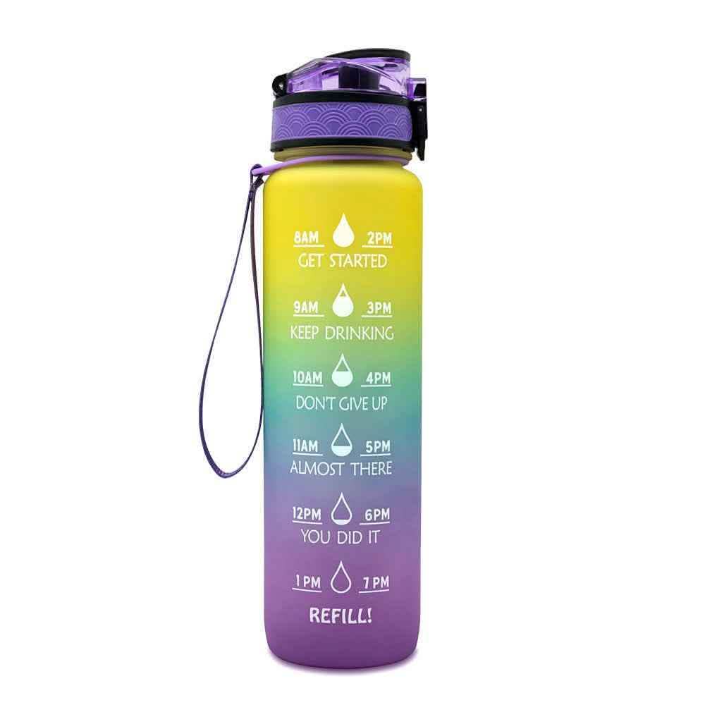1L Tritan Water Bottle - Time Marker Motivational Sports Cup - Vezir
