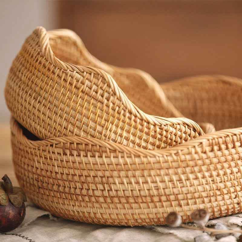 Hand-Woven Bamboo Storage Basket - Natural Fruit Organizer - Vezir