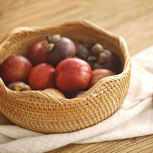 Hand-Woven Bamboo Storage Basket - Natural Fruit Organizer - Vezir