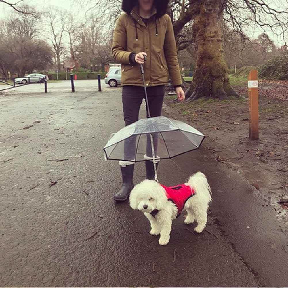 Elite Transparent Pet Umbrella - Integrated Leash System - Vezir