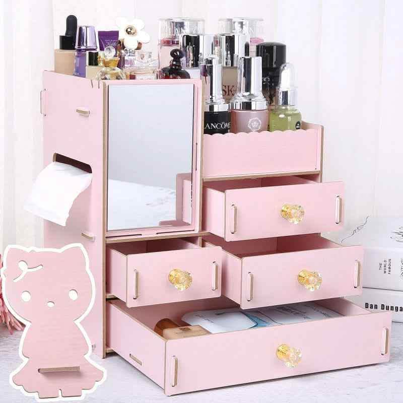 Wooden Cosmetic Storage Box - Tabletop Jewelry Organizer - Vezir