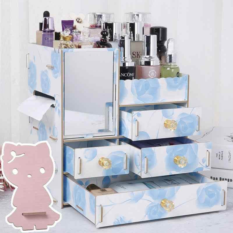 Wooden Cosmetic Storage Box - Tabletop Jewelry Organizer - Vezir