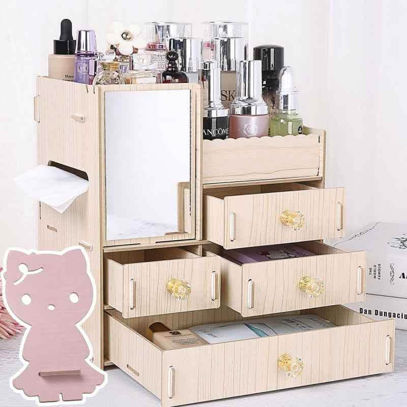 Wooden Cosmetic Storage Box - Tabletop Jewelry Organizer - Vezir