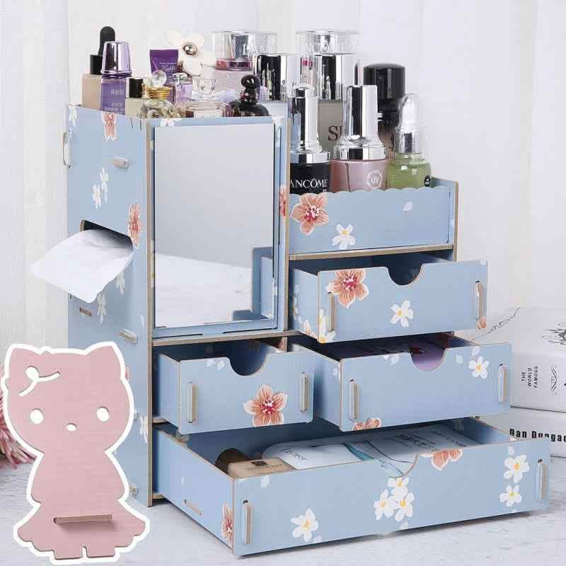 Wooden Cosmetic Storage Box - Tabletop Jewelry Organizer - Vezir
