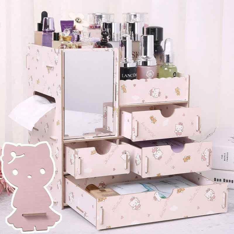Wooden Cosmetic Storage Box - Tabletop Jewelry Organizer - Vezir