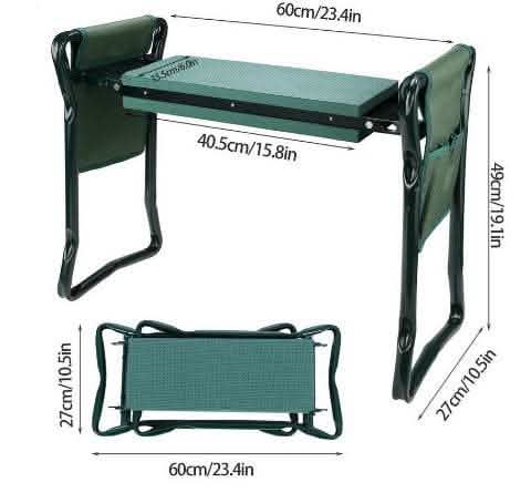 Foldable Garden Bench Chair - Outdoor Tool Pouch Kneeler - Vezir