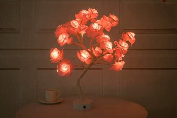 Rose Flower LED Lamp - USB Battery Bonsai Tree Night Light - Vezir