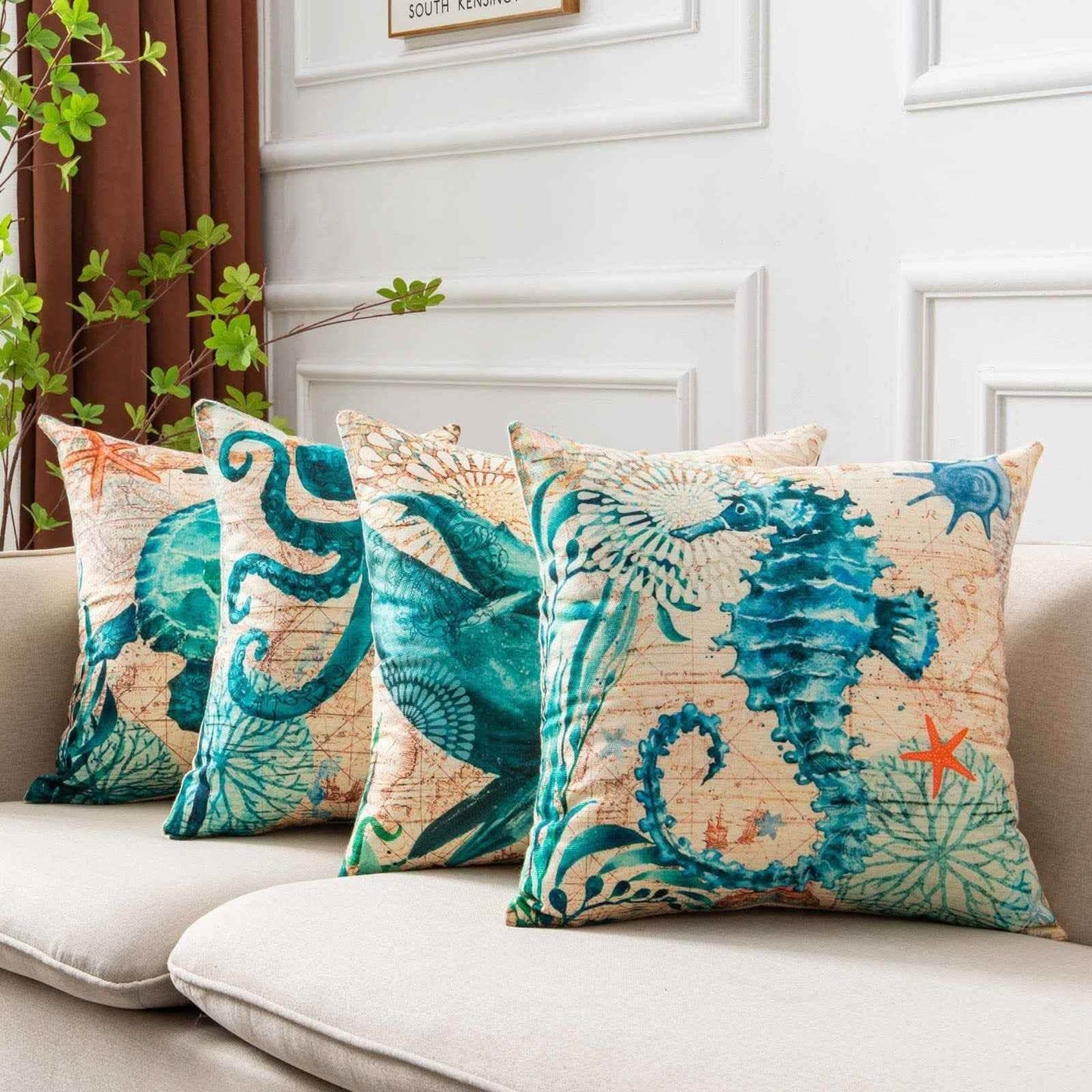 Sea Turtle Cushion Covers - Printed Throw Pillow Cases - Vezir