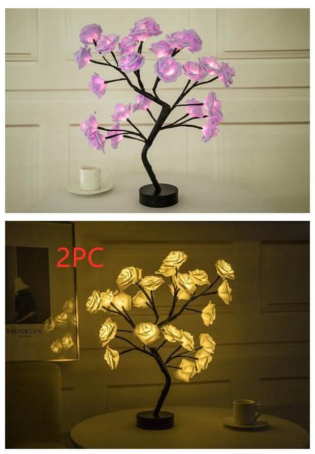 Rose Flower LED Lamp - USB Battery Bonsai Tree Night Light - Vezir