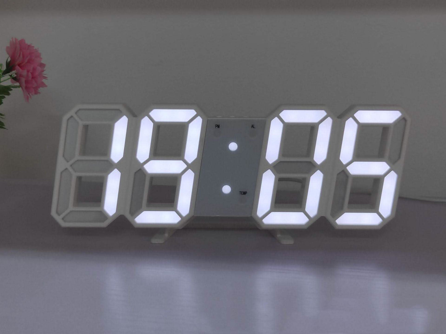 3D LED Wall Clock - Digital Sound Control Alarm Temperature - Vezir