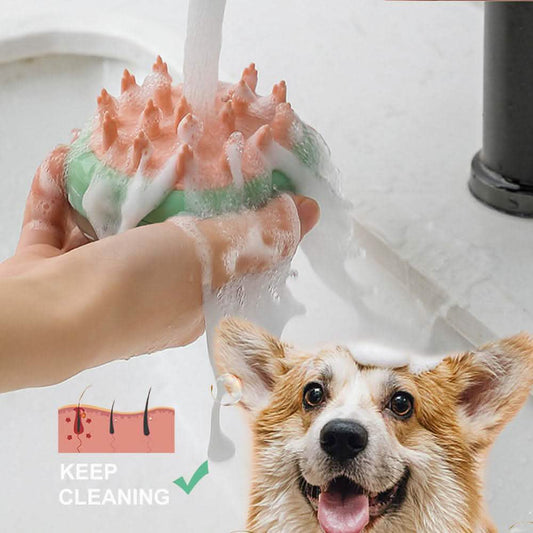 2-in-1 Pet Grooming Brush - Soap Dispensing Bath Massager - Vezir
