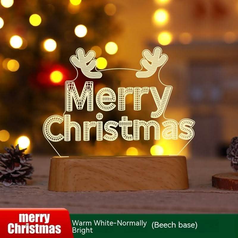 3D Christmas LED Night Light - Acrylic Holiday Decoration Lamp - Vezir