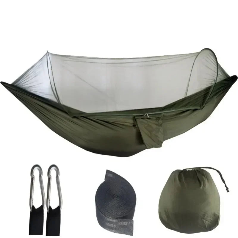 250X120Cm Outdoor Hammock with Net – Lightweight Parachute Fabric for Camping & Travel