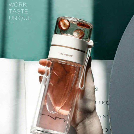 Glass Water Bottle - Tea Infuser Filter Double Wall Design - Vezir