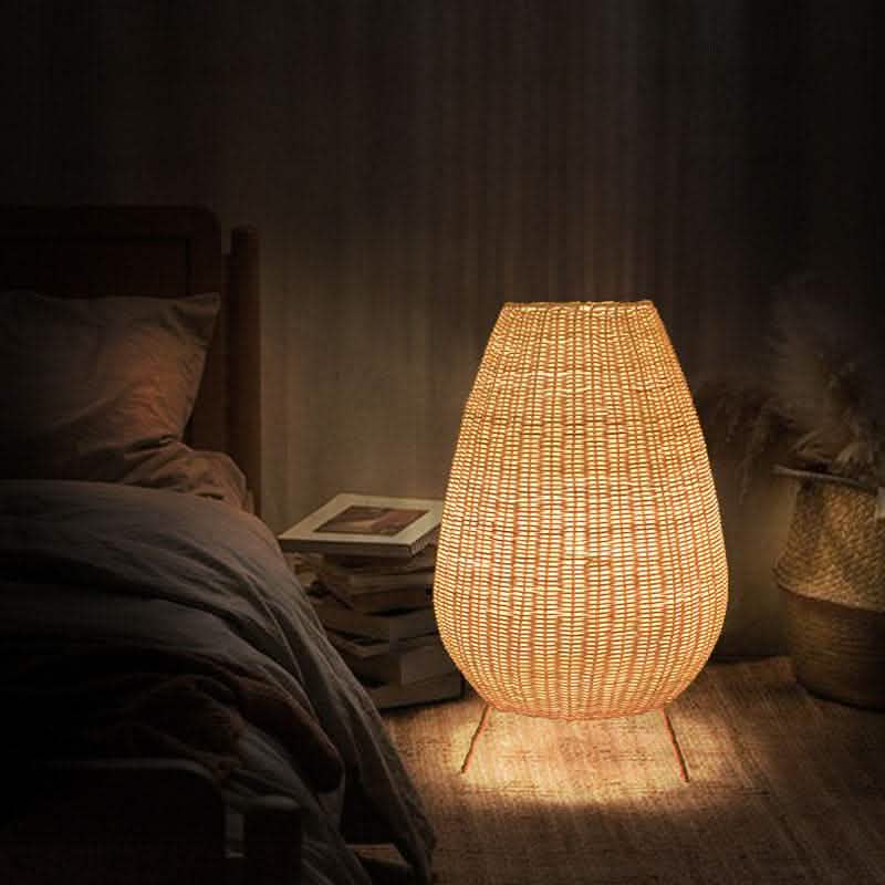 Japanese Rattan Floor Lamp - Art Living Room Bedroom Light - Vezir