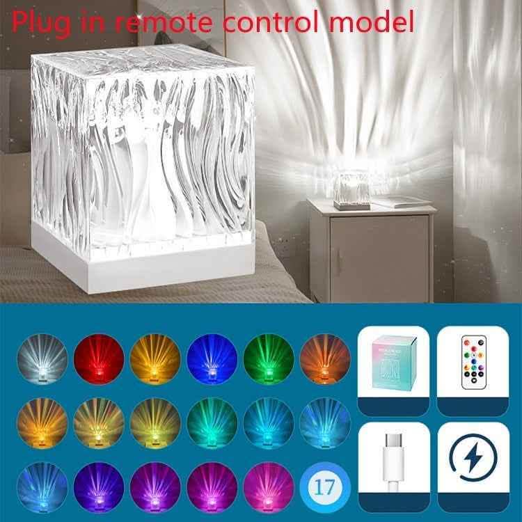Elite LED Water Ripple Night Light - 16-Color USB Crystal Projector - Vezir