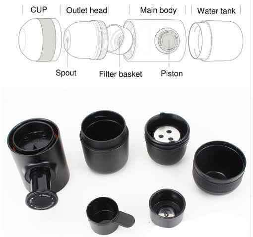 Portable Mini Coffee Machine - Compact Espresso Maker - Vezir