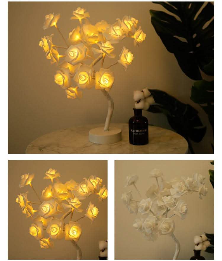 Rose Flower LED Lamp - USB Battery Bonsai Tree Night Light - Vezir