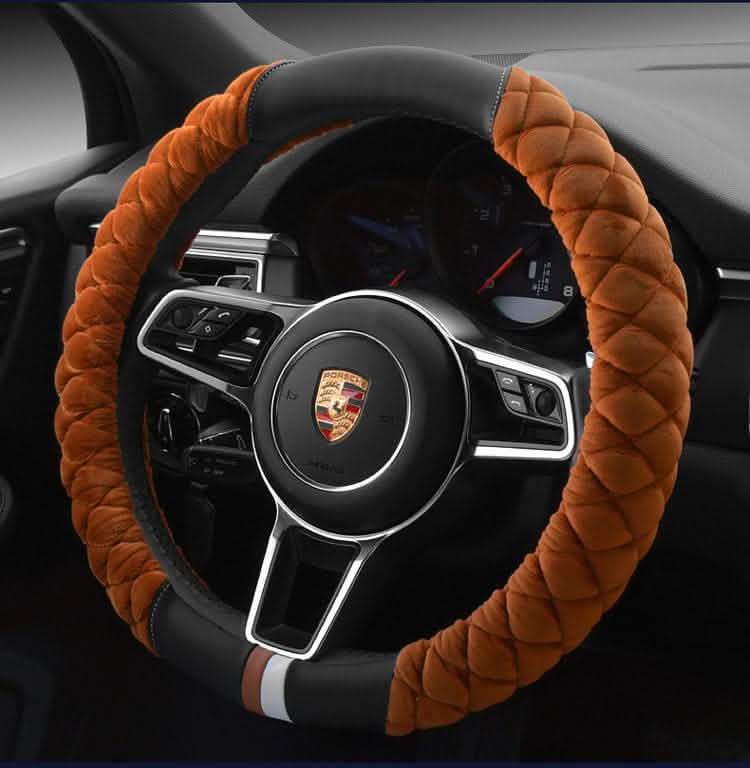 Plush Steering Wheel Cover - 38cm Winter Car Protection - Vezir
