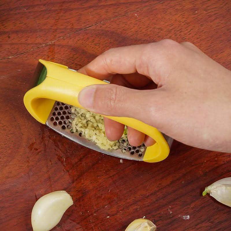 Stainless Steel Garlic Press - Manual Curve Masher Tool - Vezir