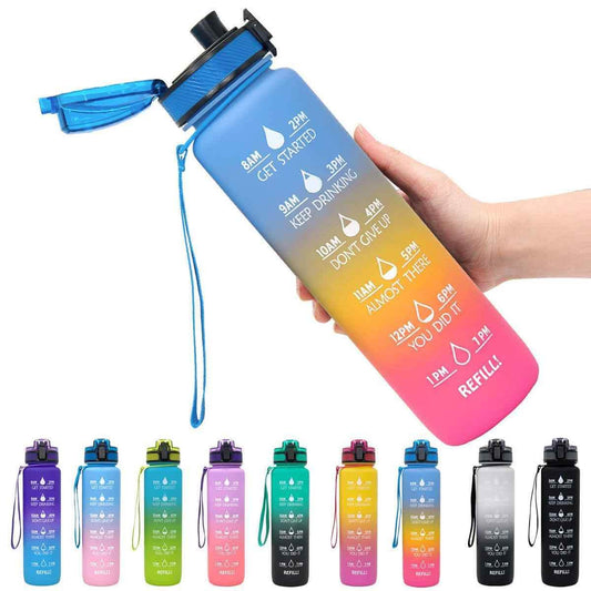 1L Tritan Water Bottle - Time Marker Motivational Sports Cup - Vezir